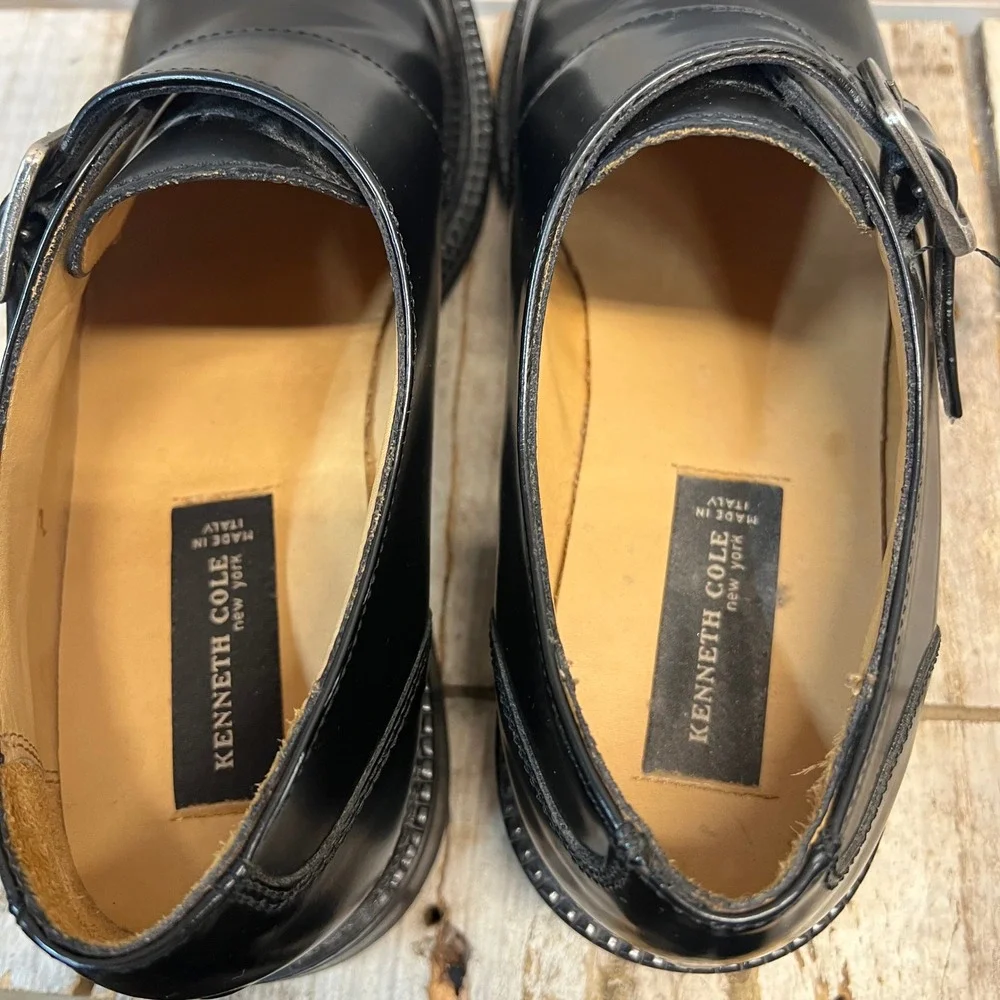 Vintage‎ Kenneth Cole Black Leather Single Monk Strap Dress Shoes M 8.5 W 10